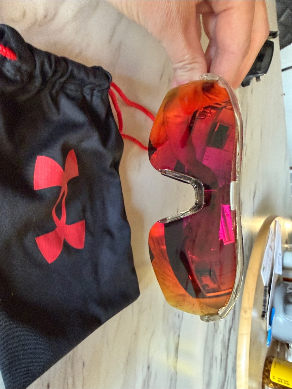Under Armour Youth  Sunglasses Red Mirrored Shield Lenses